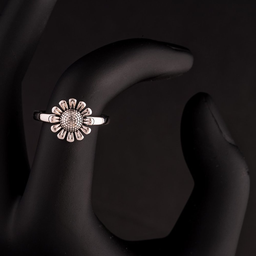 925 Sterling Silver Sunflower Ring
